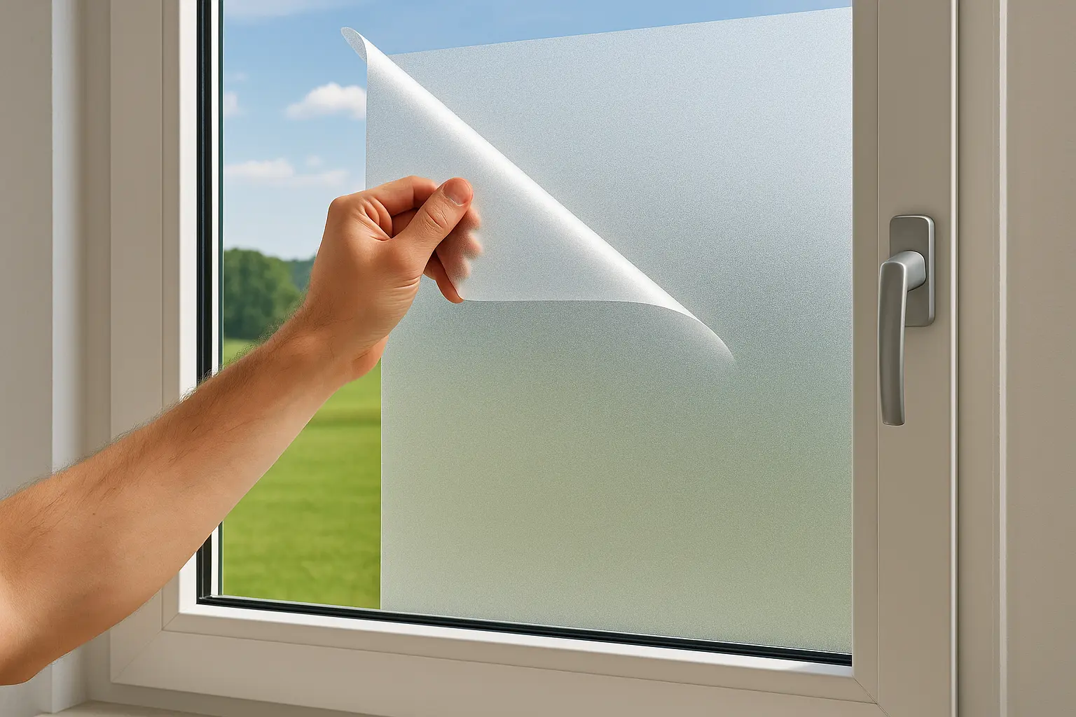 Sichtschutzfolie für Fenster bietet Privatsphäre und Lichtdurchlass ohne Bohren. Ideal für Bad, Büro und Erdgeschoss. Pflegeleicht, montierbar und rückstandslos entfernbar.-Beitragsbild