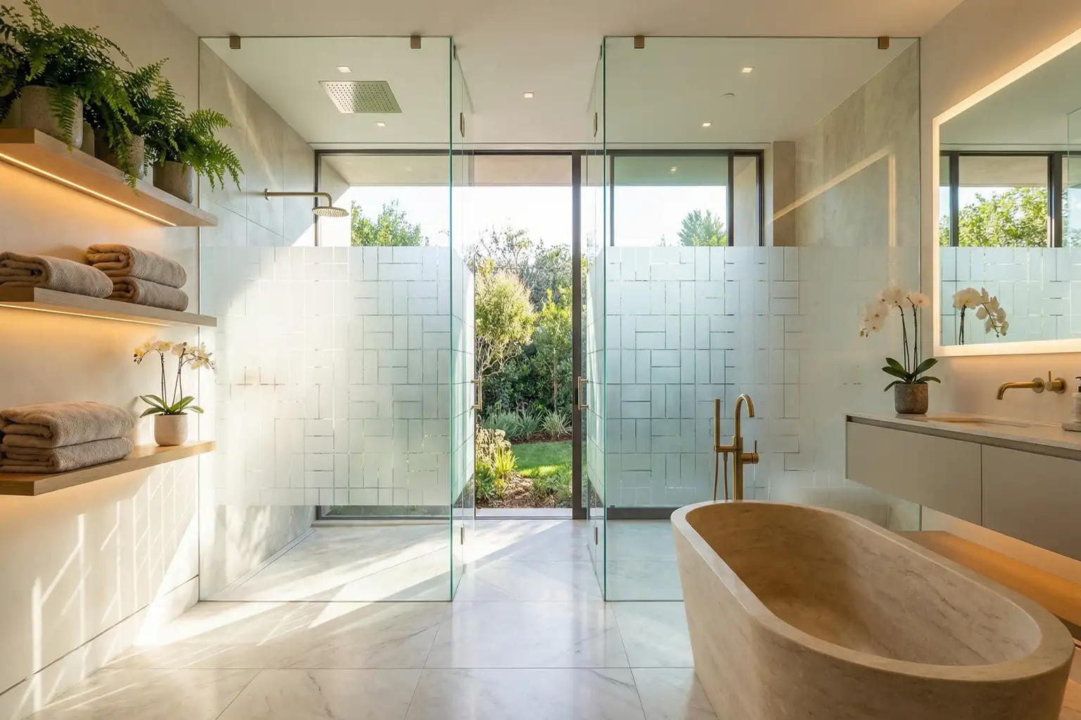 Badezimmer mit Spa Feeling und Glaswänden-Beitragsbild