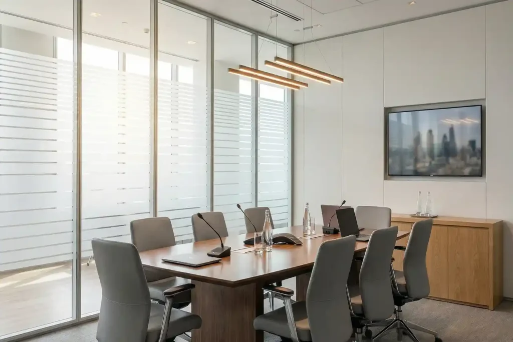 Blickschutz Folie für Konferenzraum Glaswand-Beitragsbild